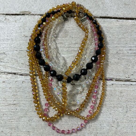 Sold Vintage Bundle Of 4 AB Faceted Necklaces - Picture 1 of 14